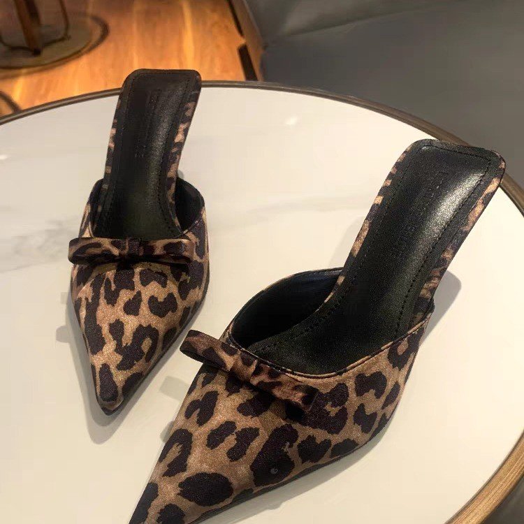 Ethnic Fashion - women's leopard-print pointed high-heeled slippers fashion