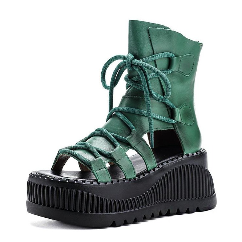 Ethnic Fashion - 8CM Ethnic Cow Genuine Leather Ankle