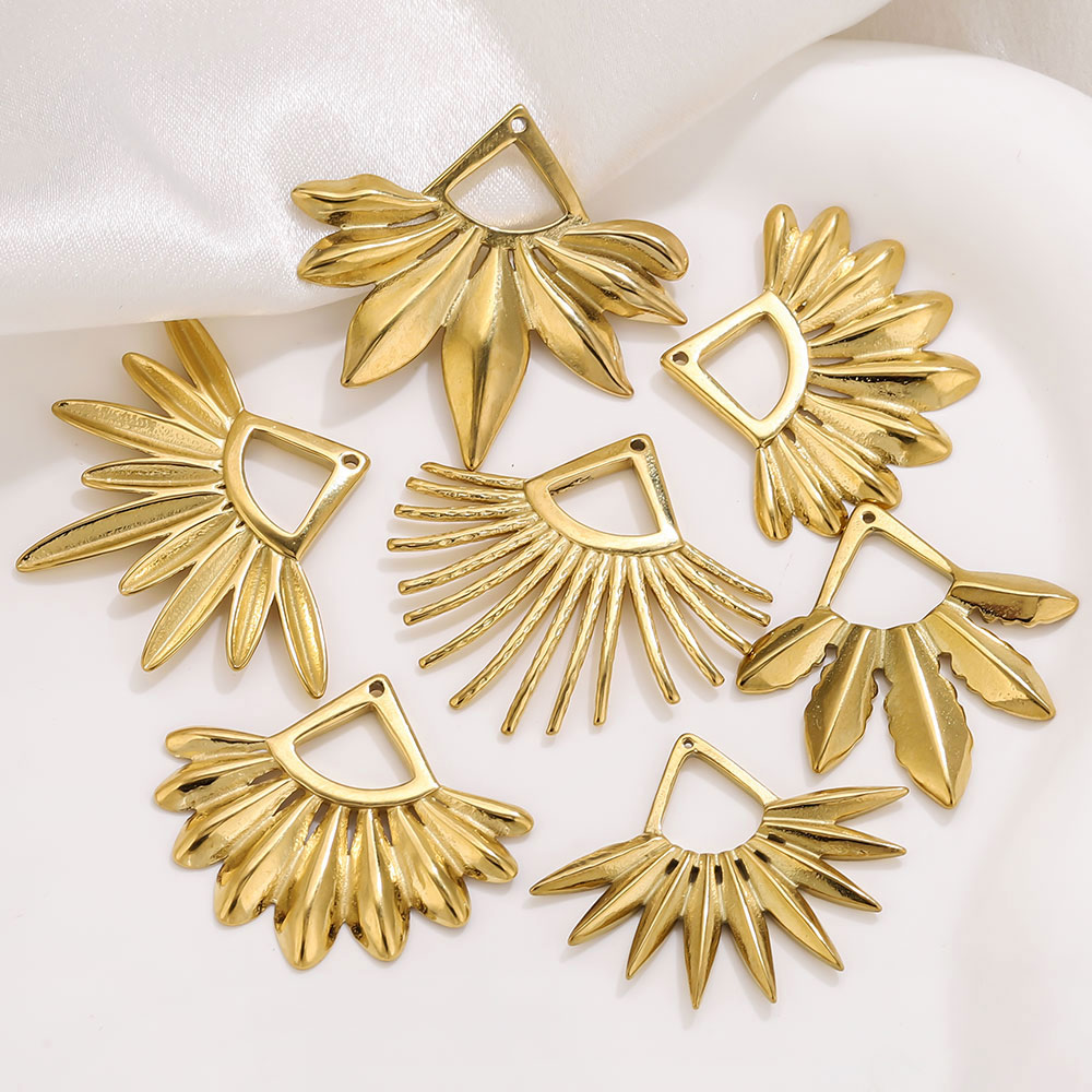 Ethnic Fashion Collection - 2pcs Stainless Steel Fan Shaped Earring