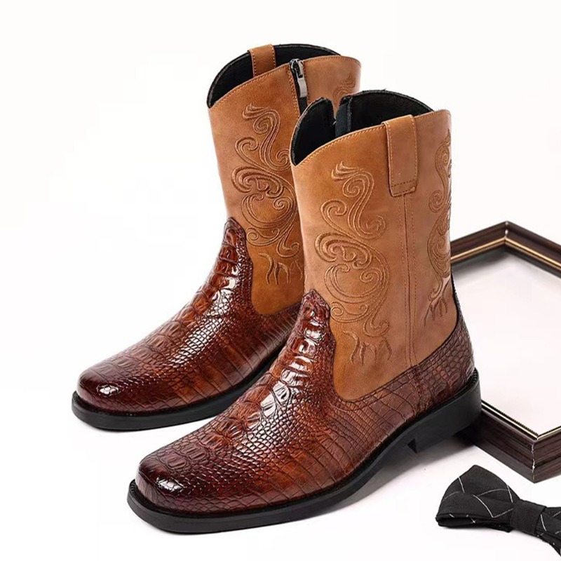 Ethnic Fashion - Fashionable Embossed Casual Men's Western Cowboy