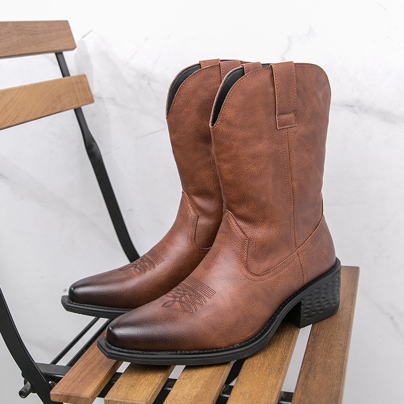 Ethnic Fashion - Men Boots Classic Embroidery Western Cowboy