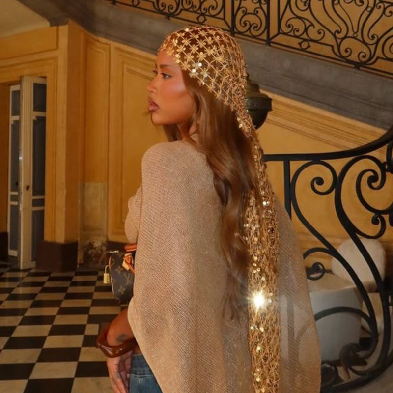 Boho Sequin Mesh Headscarf Gol - огляд і ціна Ethnic Fashion Collection