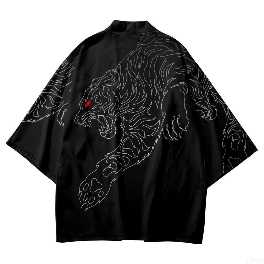 Black Kimono Open Collar Men's - огляд і ціна Haori Japanese Jacket