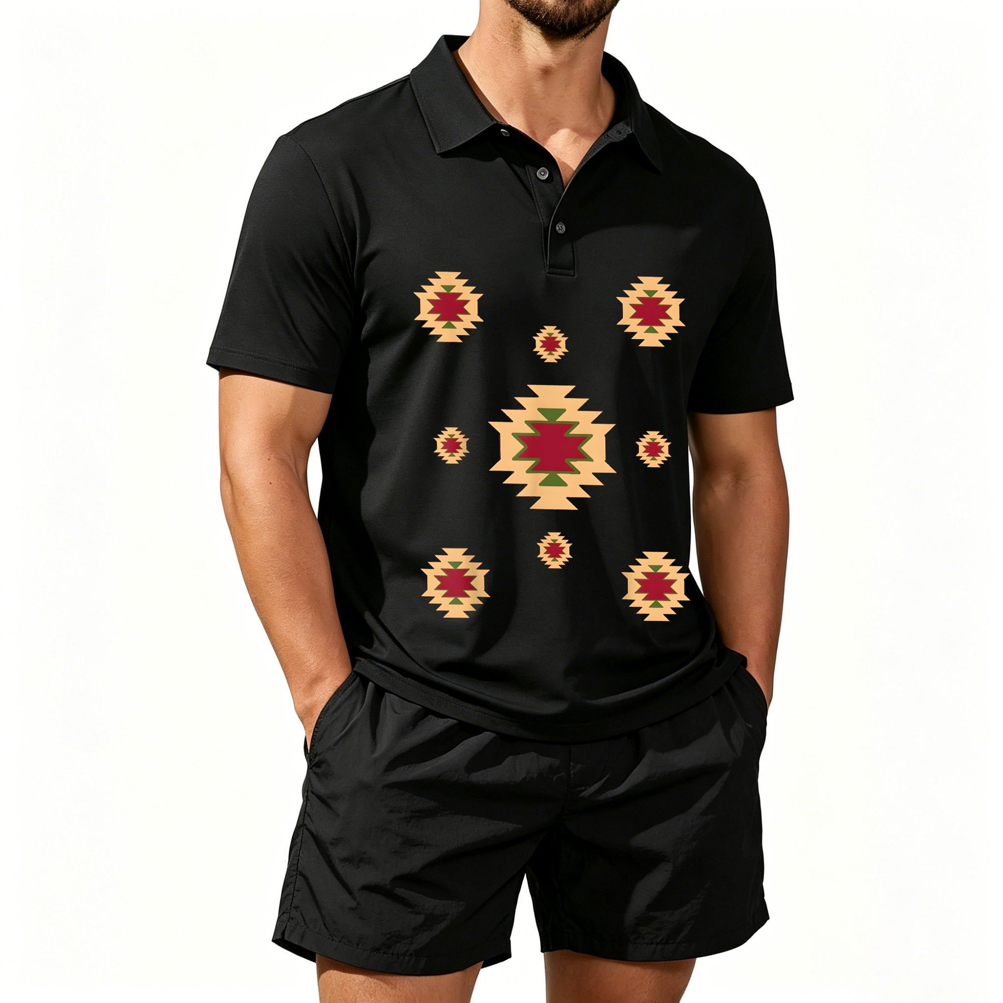 Men's Short-Sleeved Polo Shirt - огляд і ціна Ethnic Wear
