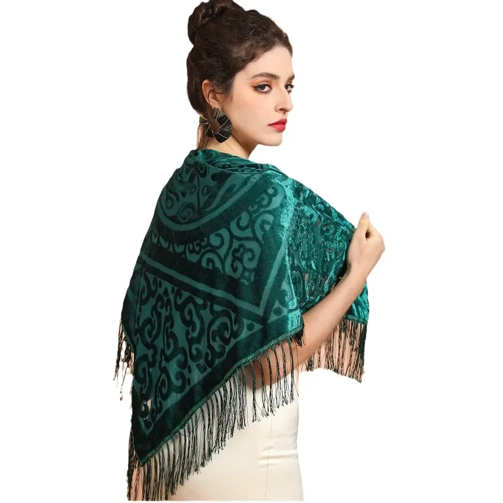 AW25 Velvet Jacquard Shawl wit - огляд і ціна Ethnic Fashion Collection