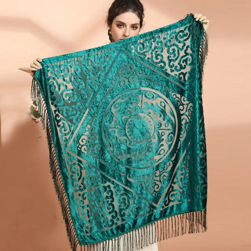 AW25 Velvet Jacquard Shawl wit - огляд і ціна Ethnic Fashion Collection