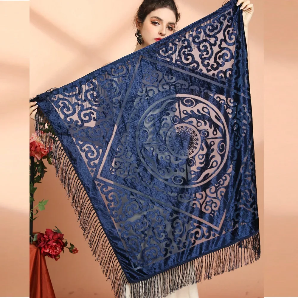 AW25 Velvet Jacquard Shawl wit - огляд і ціна Ethnic Fashion Collection